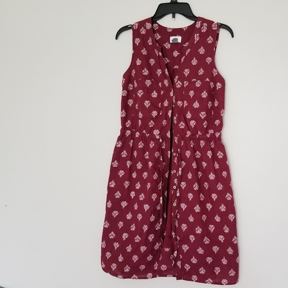Old Navy maroon printed dress size S - Picture 2 of 8